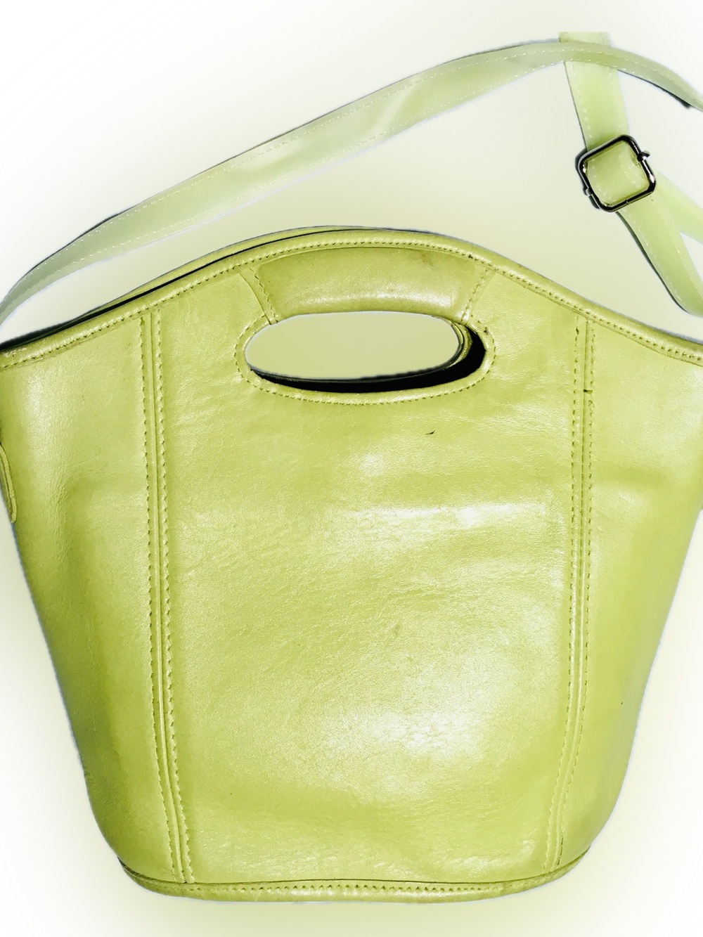 No Name Brand Vintage Leather Crossbody Shopper Tote Handbag Pistachio Green